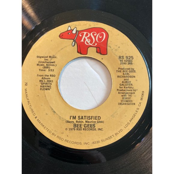 Vintage 7” 45 RPM vinyl record Bee Gees love you inside out I'm satisfied - Picture 2 of 4